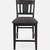 American Rustics Slatback Counter Stool in Distressed Wood & Fabric (Set of 2)